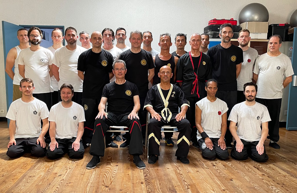 Photo de groupe du stage de Toulouse avec Sifu Klaus Flickinger et Sifu Boury-Esnault